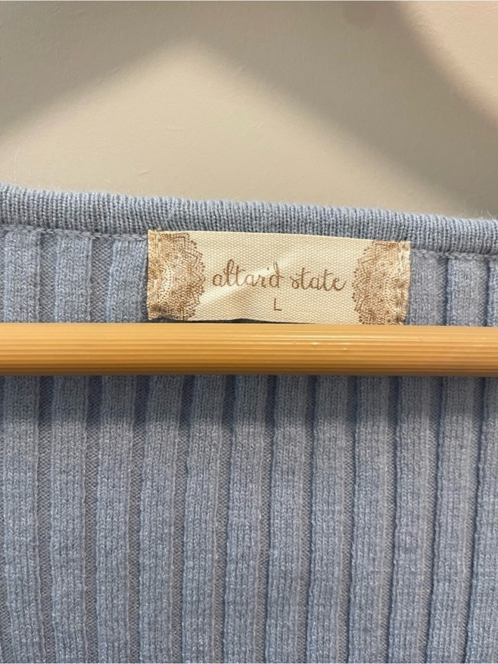 Altar'd State Light Blue Ribbed Square-Neck Crop Top - Picture 3 of 5